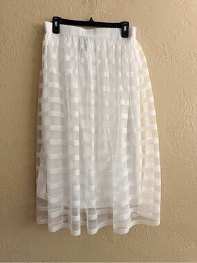 Metro Wear White Sheer Striped Maxi Skirt